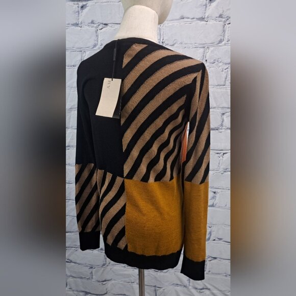 Burberry Brit Women's Sweater Wool Alpaca Striped Colorblock Camel Knight Small - Picture 8 of 16
